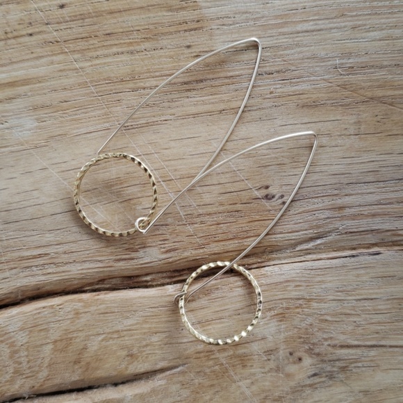 14k gold plated hanging hoop earrings - Picture 3 of 3